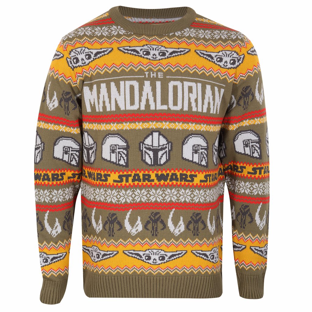 Pull De Noël Star Wars The Mandalorian Avec Grogu - Pour Garçons, 100% Acrylique, Tailles 5 à 12 Ans, Design Festif