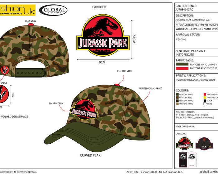 Casquette Camo Jurassic Park New